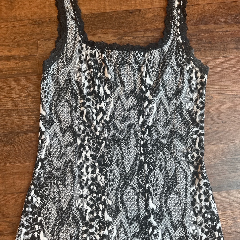 White House Black Market Black and White Lace Tank Top